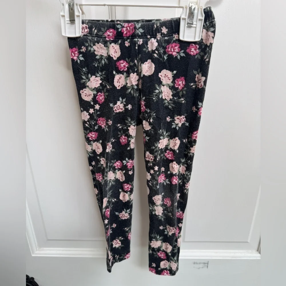 The Children's Place 2T Girls Black & Pink Floral Leggings Pants